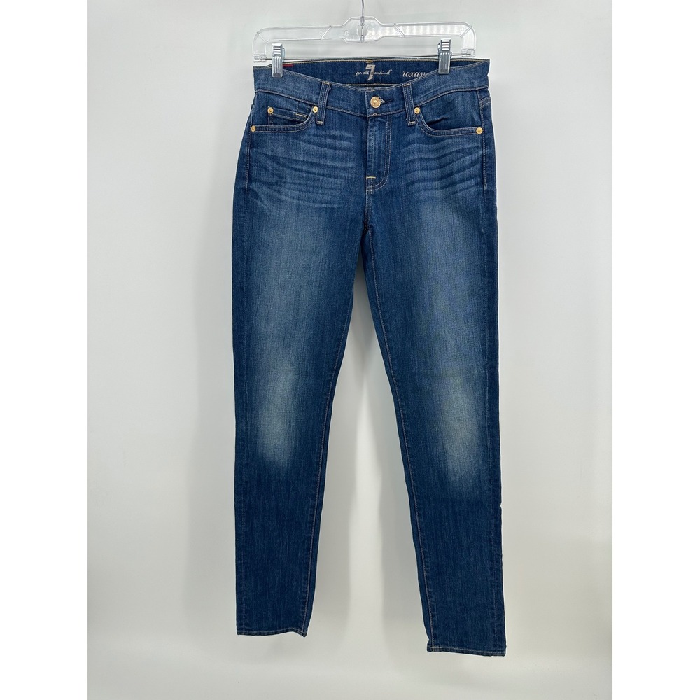 7 For All Mankind Roxanne Slim Fit Jeans Dark Wash Blue Size 27 Mid Rise